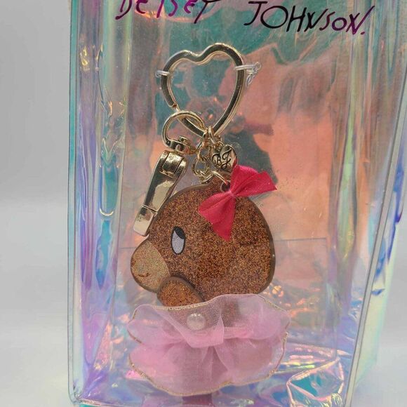 Betsey Johnson Glitter Pink Tutu Bear Key Fob and Handbag Charm NEW! - Picture 6 of 7